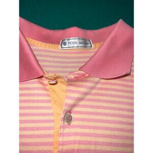 Peter Millar Golf Polo Pink & Orange stripe Men Sz XL~Kinloch Logo